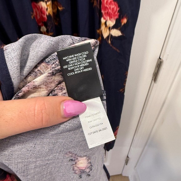 Torrid Navy Floral Print Long Sleeve‎ Tie Neck Midi Dress Plus Size 4X 26 Boho - Picture 10 of 12